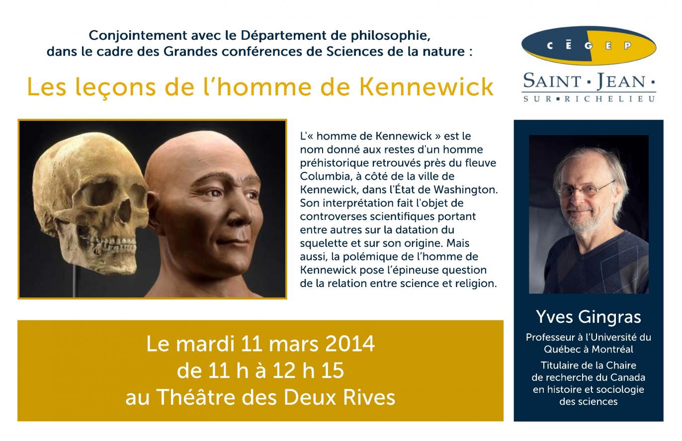 11 mars 2014 - Conférence de Yves Gingras : Les leçons de l'homme de Kennewick